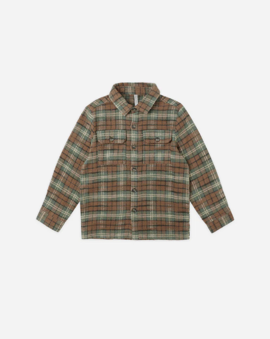 Pocketed Flannel Shirt - Holiday Plaid