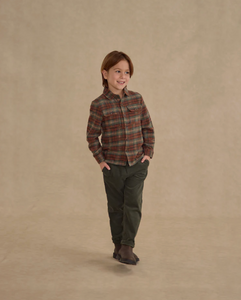Pocketed Flannel Shirt - Holiday Plaid