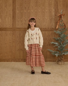 Boxy Crop Cardigan - Winter Daisy Embroidery