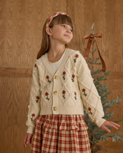 Load image into Gallery viewer, Boxy Crop Cardigan - Winter Daisy Embroidery
