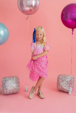 Load image into Gallery viewer, Diana Dress in Pink Confetti Lamè
