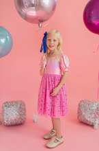 Load image into Gallery viewer, Diana Dress in Pink Confetti Lamè
