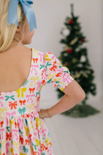 Load image into Gallery viewer, Puff Dress In Holiday Bows
