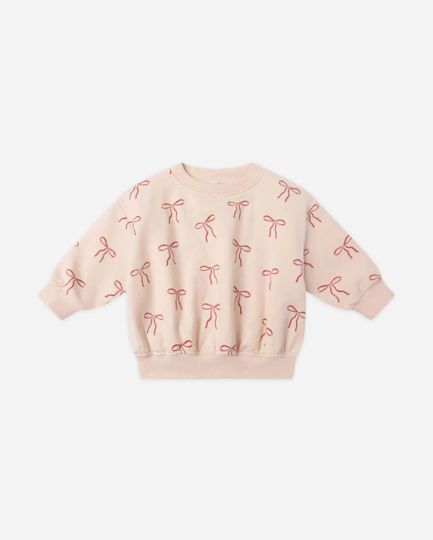 Relaxed Fleece Sweatshirt - Red Bows