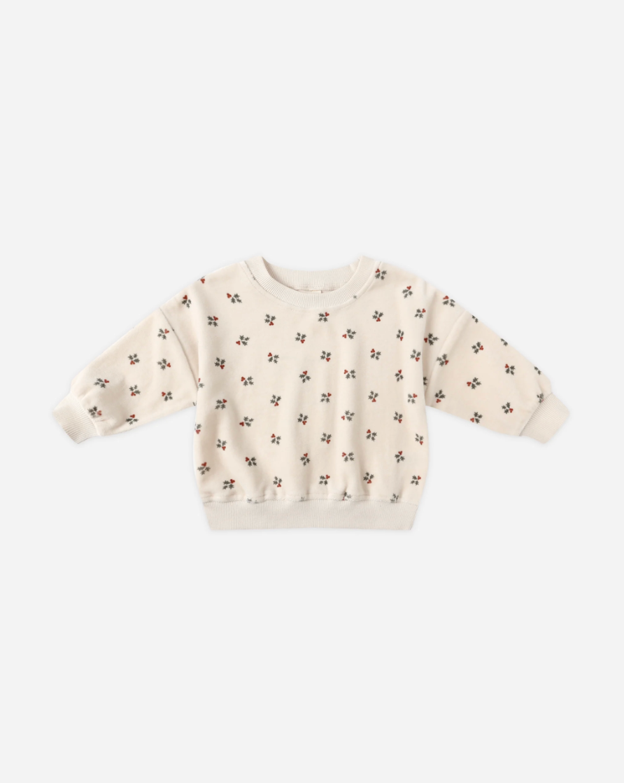 Velour Relaxed Sweatshirt - Holly Berry