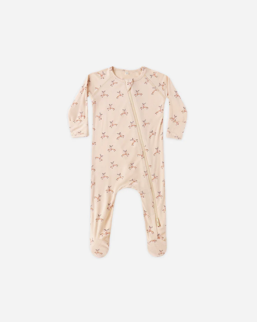 Bamboo Zip Footie - Reindeer