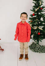 Load image into Gallery viewer, Boys Button Down in Red Picnic Plaid
