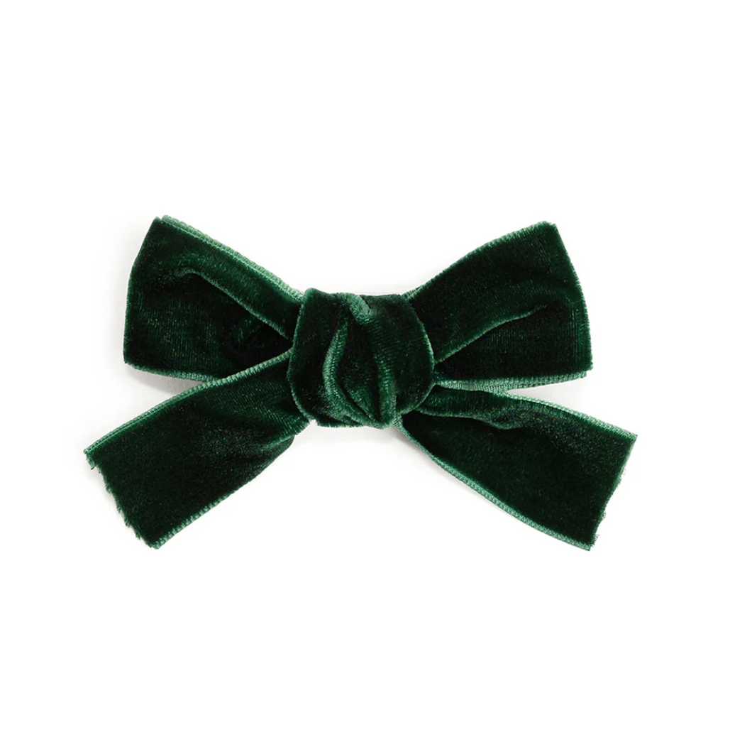 Emerald Green Velvet Bow Clip