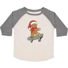 Load image into Gallery viewer, Gingerbread Skater Boy Christmas 3/4 Shirt
