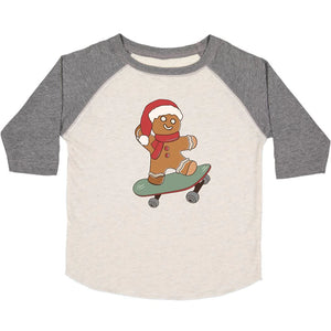 Gingerbread Skater Boy Christmas 3/4 Shirt