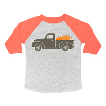 Load image into Gallery viewer, Retro Pumpkin Truck 3/4 Shirt - Heather/Orange

