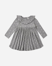 Load image into Gallery viewer, Ruffle Collar Dress in Slate Bloom, front view laid flat
