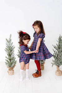 Quinn Collared Bubble in Holiday Plaid | Poplin Cotton