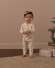 Load image into Gallery viewer, Organic Long John Pajamas in Gingerbread on a standing toddler

