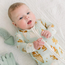 Load image into Gallery viewer, Print Footie w/2 Way Zipper - Aloe Castles &amp; Clouds
