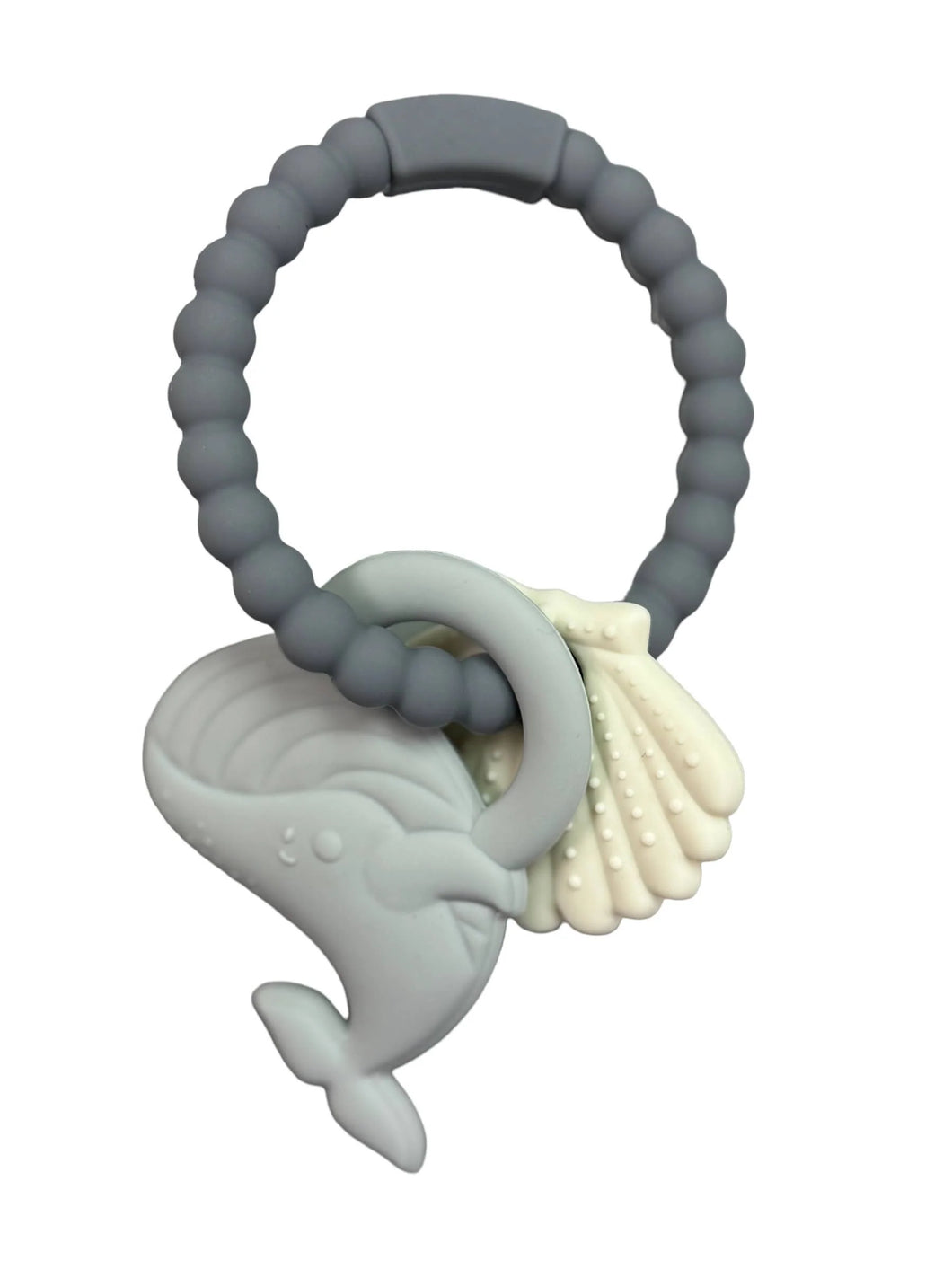 BPA Free Silicone Whale Teether Ring - Pale Blue