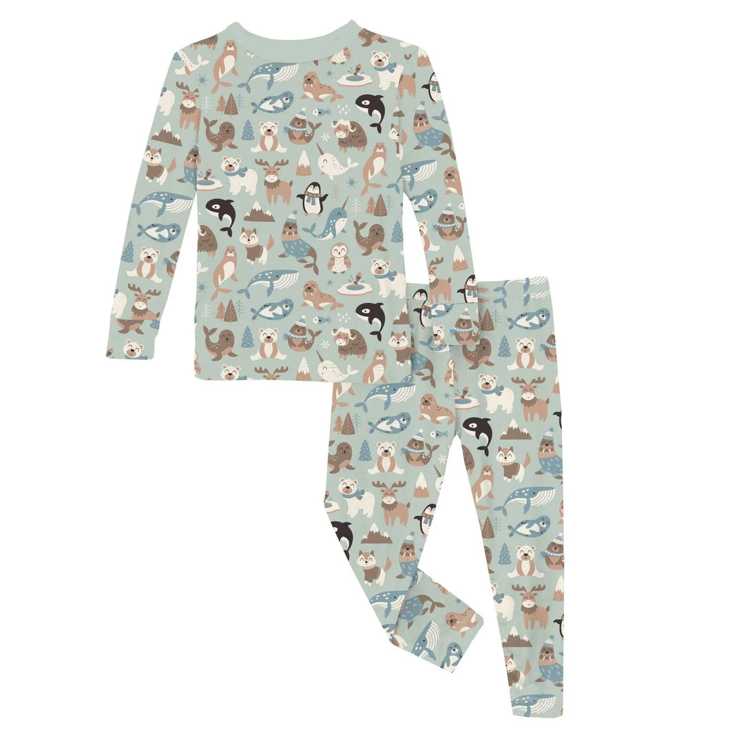 Print Long Sleeve Pajama Set - Aloe Artic Animals