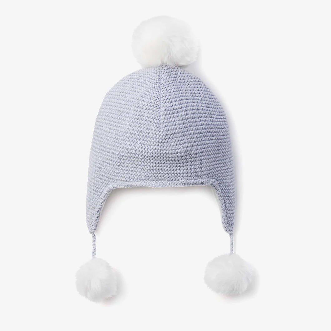 Aviator Hat Pom - Blue 3-9M