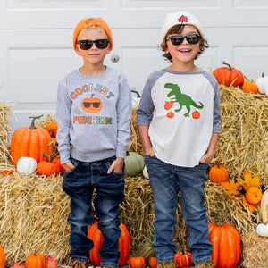 Pumpkin Dino Raglan Shirt