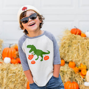 Pumpkin Dino Raglan Shirt