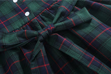 Load image into Gallery viewer, Blue, Green, Red Plaid Smocked Collared Dress
