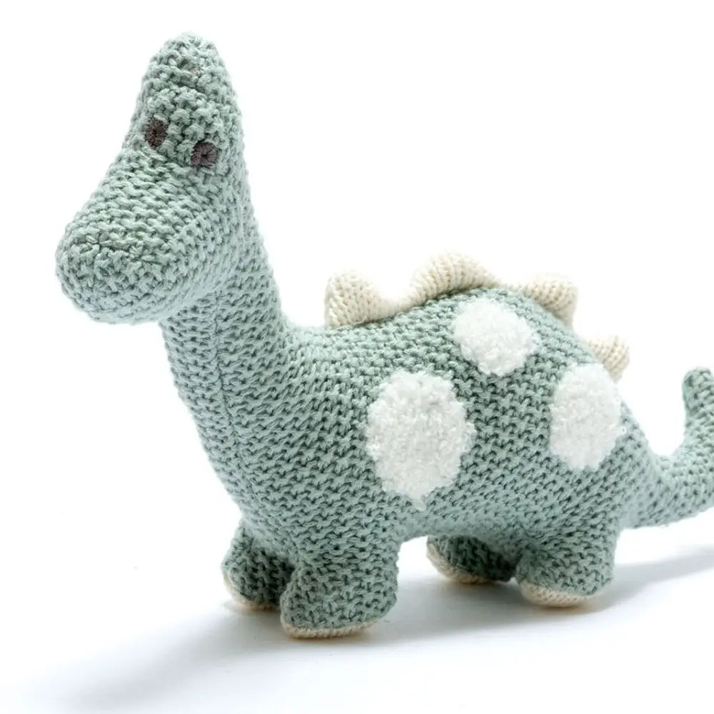 Small Diplodocus Dinosaur Plush Toy In Organic Cotton Teal