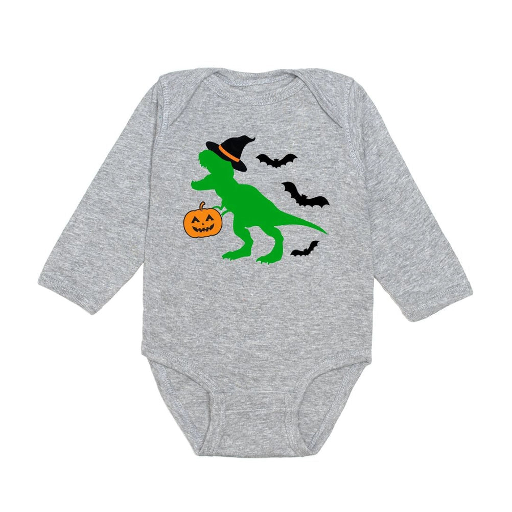 Trick Rawr Treat Halloween Bodysuit - Gray