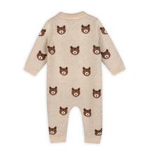 Load image into Gallery viewer, Brown Bear Jacquard Sweater Knit Baby Jumpuit (Organic) - Oatmeal Heather
