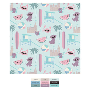 Print Muffin Ruffle Footie With 2 Way Zipper - Fresh Air Beach Day