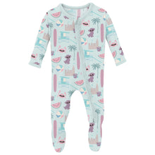 Load image into Gallery viewer, Print Muffin Ruffle Footie With 2 Way Zipper - Fresh Air Beach Day
