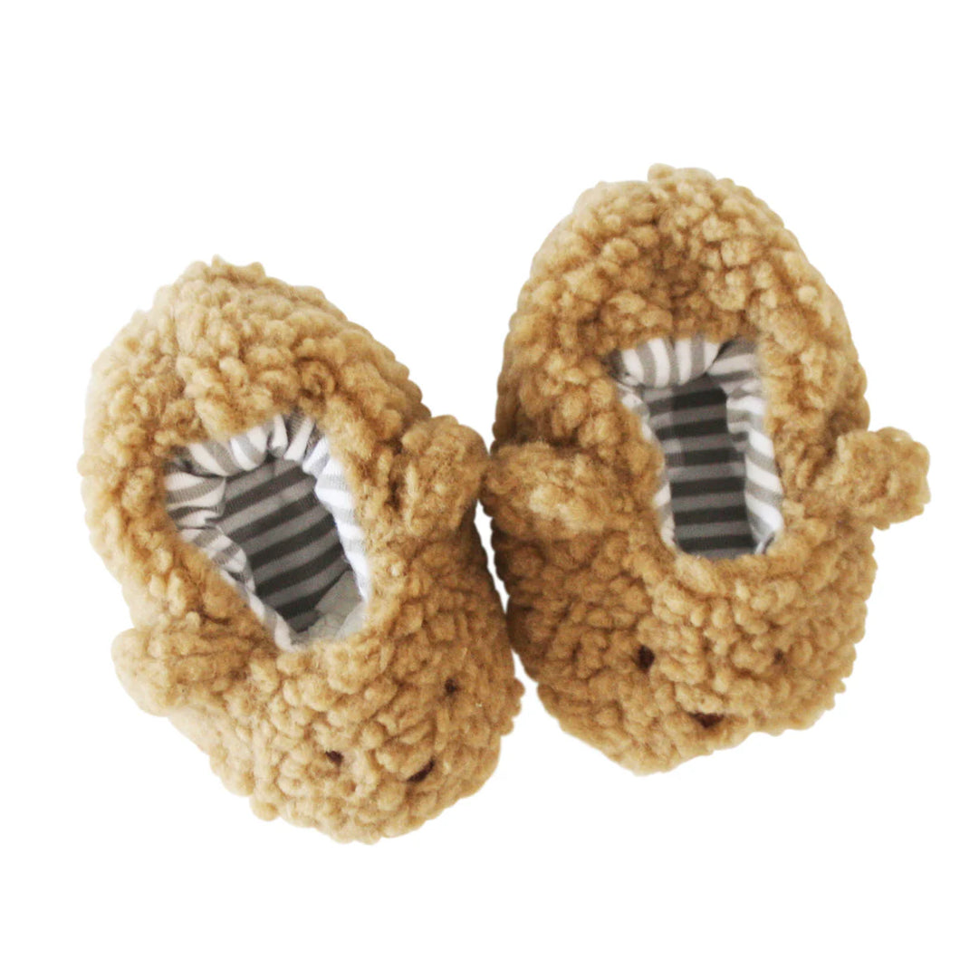 Sherpa Bear Booties Caramel 0-6M