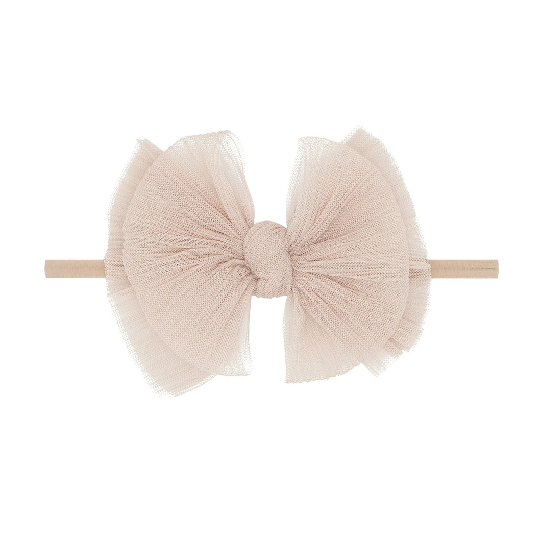 Skinny Soft Tulle Headband - Pleated Blush
