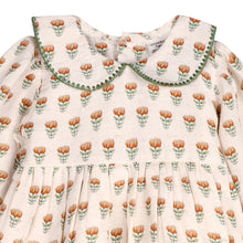 Load image into Gallery viewer, Ina Block Print Floral Baby Dress &amp; Bloomer Set - Mustard Floral
