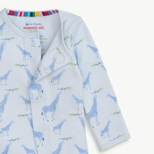Load image into Gallery viewer, Blue Jolie Giraffe Organic Cotton Magnetic Footie

