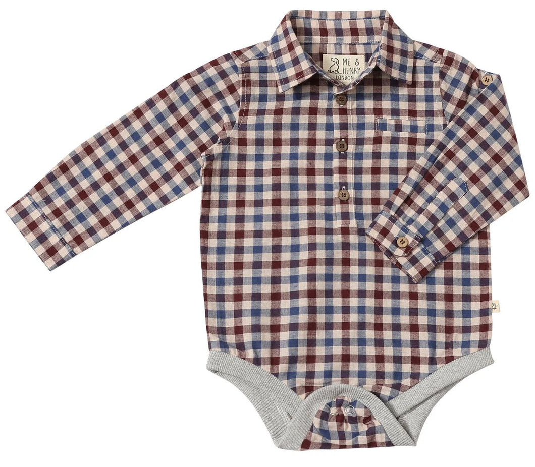 Jasper Woven Onesie - Blue/Burgundy/Cream