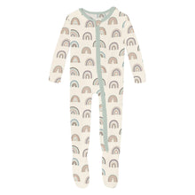 Load image into Gallery viewer, Print Muffin Ruffle Footie w/2 Way Zipper - Earthy Rainbows
