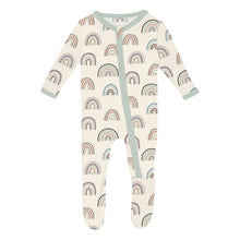Load image into Gallery viewer, Print Muffin Ruffle Footie w/2 Way Zipper - Earthy Rainbows
