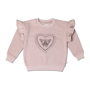 Organic Fleece Ruffle Sleeve Sweatshirt - Love Wings