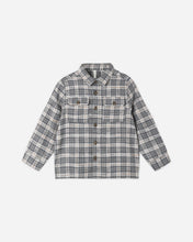 Load image into Gallery viewer, Pocketed Flannel Shirt in Winter Plaid, front view laid flat
