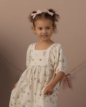 Load image into Gallery viewer, Brea Dress in Holiday Mouse, cream on a girl, close front view
