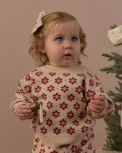 Load image into Gallery viewer, Shiloh Sweater in Poinsettia on a toddler girl, close view
