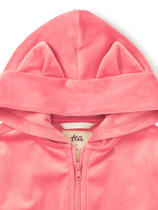 Cat Ears Velour Hoodie - Mauve Glow