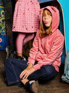 Cat Ears Velour Hoodie - Mauve Glow