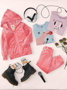 Cat Ears Velour Hoodie - Mauve Glow