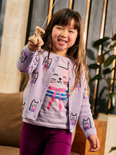 Load image into Gallery viewer, Iconic Bowtie Cats Cardigan - Purple
