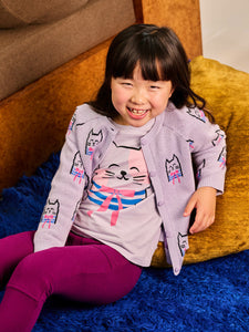 Iconic Bowtie Cats Cardigan - Purple