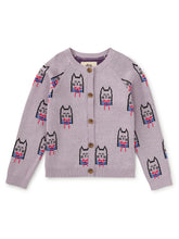 Load image into Gallery viewer, Iconic Bowtie Cats Cardigan - Purple
