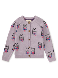 Iconic Bowtie Cats Cardigan - Purple