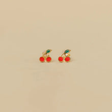 Load image into Gallery viewer, Cherry Enamel Flat Back Kids Earrings

