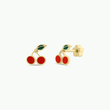Load image into Gallery viewer, Cherry Enamel Flat Back Kids Earrings
